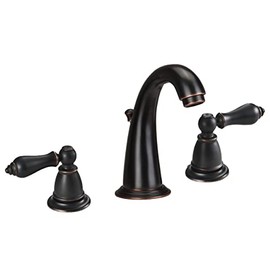 Derengge Oil Rubbe Bronze Widespread Bahtoom Sink Faucet with Drain Assembly,8 Inch Bathroom Faucet 3 Hole Lavatory Faucet,F-9301-ORB