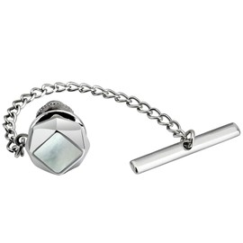 Men's Tie Pins Hawson Tie Tacks with Chain for Men Necktie Accessory Mother of Pearl (515064)
