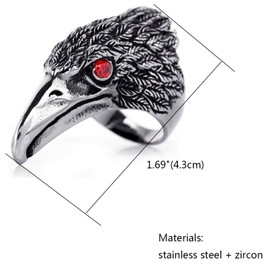 OIDEA Men's Ring Falcon Eagle: Biker Rock Style Carved Engagement Wedding Band Engagement Ring Black Silver for Men - Ring Size 52 (16.6) to 71 (22.6), Stainless Steel