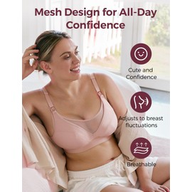 Momcozy Mesh Support Pumping Bra Hands Free Suitable for 36C-44G, Comfortable Plus Size Pumping and Nursing Bra in One