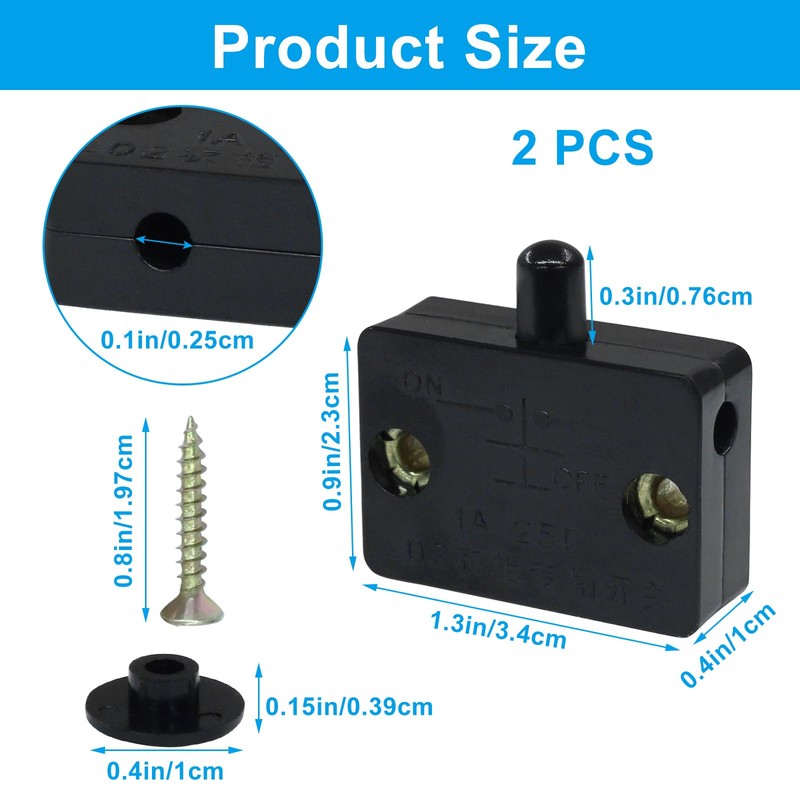 Zorveiio 2 Pcs Cabinet Light Switch, Automatic Touch Door Lamp