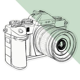 Large 210mm 'Vintage Camera' Transparent/Clear Sticker Decal for Windows/Cars/Walls (DC00137210)