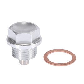 X AUTOHAUX 1 Set M18 x 1.5 Magnetic Oil Drain Plug Sump Drain Nut Silver Tone