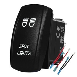 SPOT LIGHTS Rocker Switch White Led 5 PIN ON-OFF SPST Toggle Switch for Car Truck Trailer Off Road UTV ATV Dashboard 12V 24V IP66