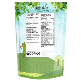Organic Go Raw Trail Mix, 8 Ounces - Raw and Non-GMO Snack Mix Contains Walnuts, Almonds, Cashews, Hazelnuts, and Raisins. Vegan Superfood, Kosher, No Added Sugar and Oil, Bulk