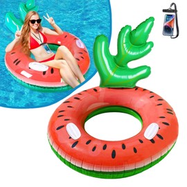 Pool Inflatables for Adults Watermelon Swimming Ring Pool Float Giant Lounge Swim Raft with Handles Blow Up Summer Beach Party Water Fun Toys for Kids Adult