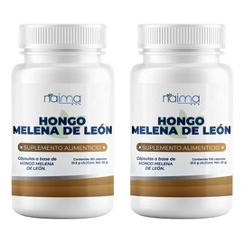 Hongo Melena De León 500mg 2 Frascos 100 Cápsulas Cu Sabor Sin Sabor