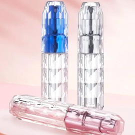 SIXDAWANJIA Refillable Travel Perfume Bottle, 5ML Portable Perfume Spray Dispenser for Women Men, Leak-Proof Rhombus Design Travel Size Perfume Atomizer for Purse Pocket (Silver)