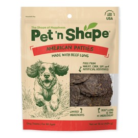 Pet 'n Shape All American Beef Lung Patties Dog Treats – Made and Sourced in The USA, 1lb Bag
