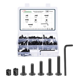 METALLIXITY Furniture Connector Bolt Cap Nut Kit with Wrench(M6-1x16/20/25/30/35mm) 120Pcs, Connector Bolt M6 Screw Barrel Nuts Binding Screws, for Chair Cabinet Bed, Black