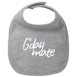 Huuraa Baby Bib G`day Mate Saying Unisex Bib Size with Motif for All Australia Fans Gift Idea for Newborns and Toddlers, heather grey