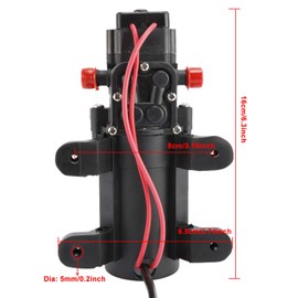 DasMarine Diaphragm Water Pressure Pump with 2 Hose Clamps 12V 1.1 GPM 35 PSI Water Pressure Pump for Caravan/RV/Boat/Marine
