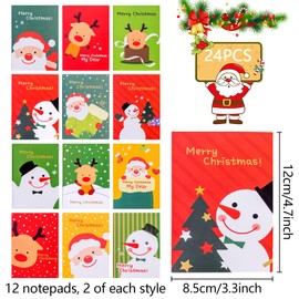 Seasboes 24 Stück Weihnachts Kleines Notizbuch, Mini Notizblock Weihnachten, Notizblöcke Weihnachten Kinder, Kleine Notizblöcke für Kinder, Niedliche Cartoon Notizbuch Kinder, Adventskalender