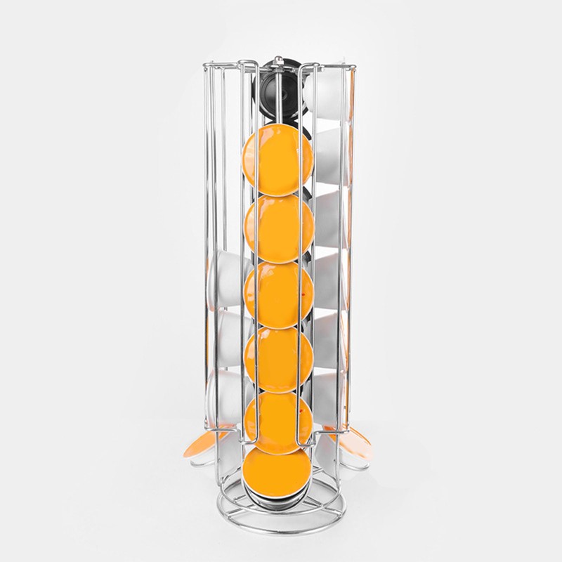 Coffee Pod Holder Tower Stand Rack Revolving Rotating 28 Capsules