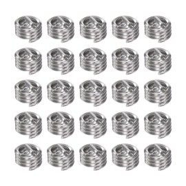 sourcing map 25pcs Threaded Inserts 1/4-20 UNC 1.0D (6.35mm) Helical 304 Stainless Steel Coiled Wire Thread Sleeve for Plastic Wood Thread Repair