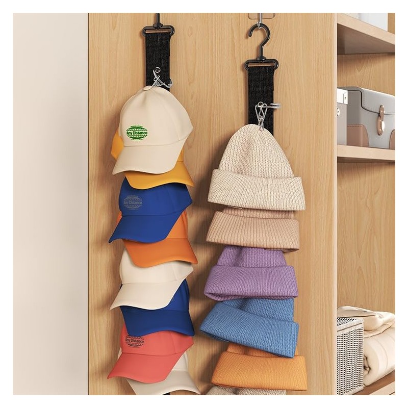 BetterJonny 2 Pack Closet Hanging Hat Organizer Rack, 8 Stainless