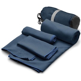 Toalla Microfibra Secado Rápido 3 Pack, Toalla Natacion Super Absorbente Toalla Gym de Baño Suave y Ligero para Natacion,Toalla de Viaje Ligera y Portatil para Natacion,Deporte,Baño,Viajes,Azul Oscuro