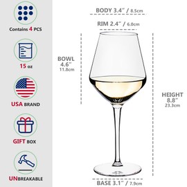 Plastic Wine Glasses Set of 2(15oz) |Unbreakable Wine Glasses with Stem|100% Tritan & BPA Free |Dishwasher Safe| Awesome For Pool, Beach, Travel, Pool, Camping, Beach, Picnic, Everyday Use.