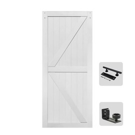 S&Z tophand® 36in x 80in MDF Barn Door,British Brace, 24-60in Solid Barn Door Slab Covered with Water-Proof PVC Surface, Simple Assembly is Required