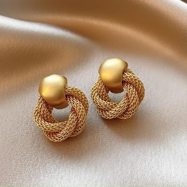 Gold Geometric Statement Earrings Gold Knot Earrings for Women Jewelry Chunky Dangle Drop Earrings (E)