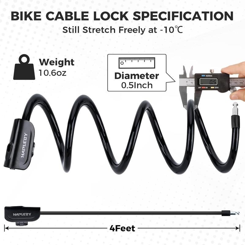 Haple Premium Bike Lock with 2pcs Keys, 4 Feet Professional