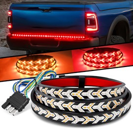 Nilight Truck Tailgate Light Strip 48Inch Arrow 432 LED with Red Running Brake Lights Amber Turn Signals Strobe Lights