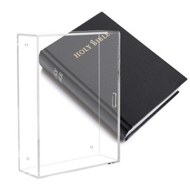 YINSHCO Clear Acrylic Wall Mount Vertical & Horizontal Bible Display Case with Sliding Door, Family Old Bible Heirloom Organizer Box Store Display Case for Book Jewelry Collector
