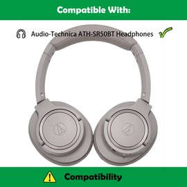 ACCOUTA Komfortable Ersatz Ohrpolster Kissen Kompatibel mit Audio-Technica ATH-SR50BT Wireless Over-Ear Kopfhörer Ear Pads mit Weichem Protein Leder/Memory Foam