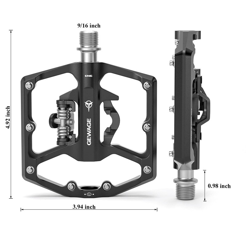 GEWAGE Mountain Bike Pedals- Dual Function Bicycle Flat Pedals and