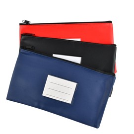 Pack of 3 Wallets Bank Bag, Bank Bag Leather Waterproof with Window and Zip, Banknote Storage, Document Folder A5, Money Folder for Business School