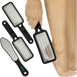 Vive Foot File (3 Pack) - Callus Remover Pedicure Tool Kit for Men, Women Care - Dead Skin Heel Scrub Shaver and Rough Patch Eliminator Remover for Dry and Wet Toe and Feet Peel - Rasp Scrubber Blade