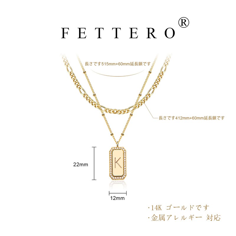 Fettero Women's Necklace, 14k Gold, Hypoallergenic, Simple, Pendant, Chain, Popular