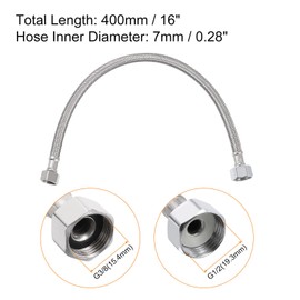 sourcing map 16 Inch Long Faucet Supply Line Connector, G3/8 Female Compression Thread x G1/2 Female Connector Straight Thread 304 Stainless Steel Water Supply Hose Line