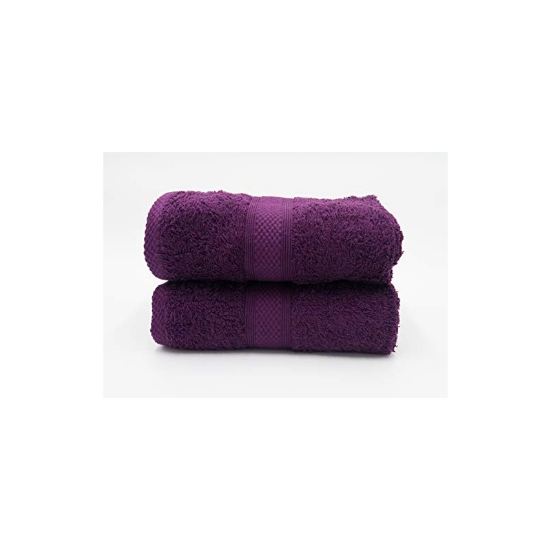Lex's Linens Pack of 2 100% Combed Cotton Aubergine Hand