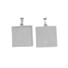 SHUNAE 10pcs Stainless Steel Square Cabochon Pendant Setting Trays 20mm
