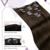 Clip in Human Hair Extensions Darkest Brown Hair Extensions Real