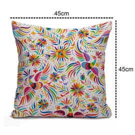 Tomda Mexican Floral Decorations Cushion Cover Ethnic Art Birds and Paisley Flowers Farmhouse Decor Throw Pillow Cases Pillow Cover 45x45cm 18x18 Inch Home Decoration