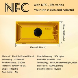 10pcs NFC Tags Flexible NTAG215 Stickers Rectangle NFC Key Tag Rewritable Waterproof RFID Tag Heat-Resistant Works with Control Management NFC-Enabled Devices