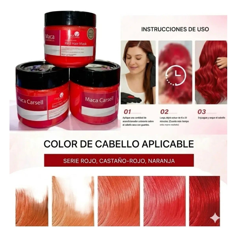 Mascarilla Matizadora Roja Maca Carsell 250ml