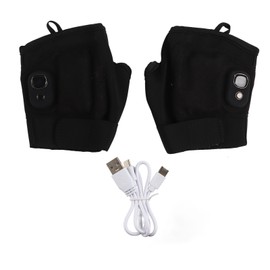 One Pair Heated Fingerless Gloves Polyurethane Fiber USB Non Slip Waterproof Electric Heated Mittens for Winter