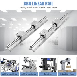 CNCMANS SBR20-800mm Linear Rail Linear Rails and Bearings Kit 2Pcs SBR20 800mm Long Fully Supported Shaft Guide with 4Pcs SBR20UU Linear Bearing Slide Block Linear Guide for CNC Equipments