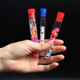 DRERIO 6 Pcs Test Tube Clear Test Bottle Rack 100ml Capacity Transparent Sealing Container Tube Holder with Lid Centrifuge Tubes with 2 droppers and 2 Spare Test Tubes for DIY Craft,Bath Salt Vials