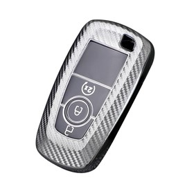 KUNIO Keyless Key Case Fits Ford Mondeo Mustang EcoSport ST Line Eco Sport S-Max F-450 F-350 F150 Car Key Protection TPU Key Cover 3 Buttons Silver