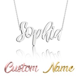 Collar con nombre personalizado para mujer, collar con placa de identificación personalizada chap...
