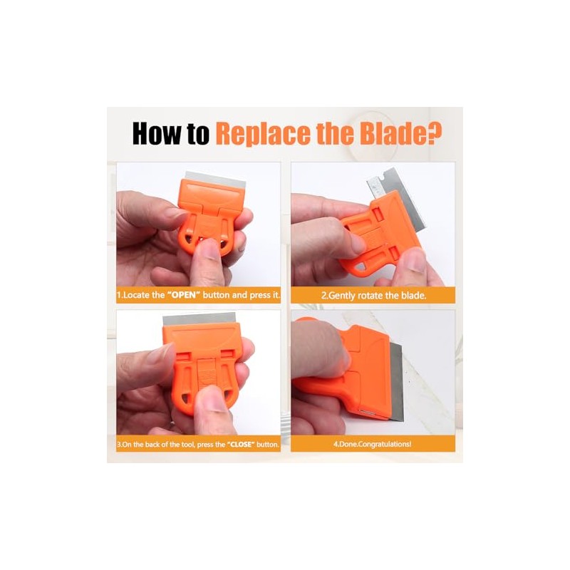 2 Sets Razor Blade Scrapers, Plastic Scraper Tool Extra 10