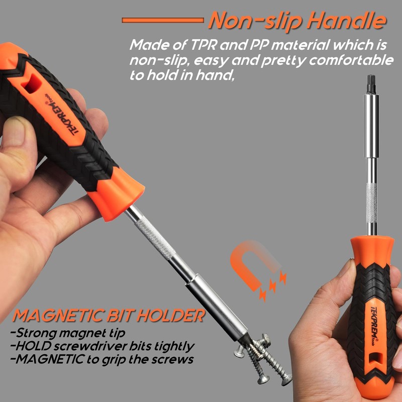 TEKPREM 20-Piece Metric & SAE Hex Bit Set with Magnetic