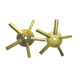Universal 5 Prong Brass Clock Key for Winding Clocks, Odd and Even Numbers, 2 Piece from Brass Blessing (5025)