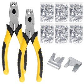 JLUHYANN 1800PCS Wire Cage Clips and Pliers Rabbit Wire Cage Clips Hog Ring Pliers Wire Fence Clips J Clips Snap Plier Tools for Bird Quail Rabbit Chicken Hog Cages