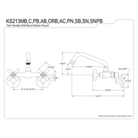 Kingston Brass KS213SN Kingston Kitchen Faucet, 7", Brushed Nickel