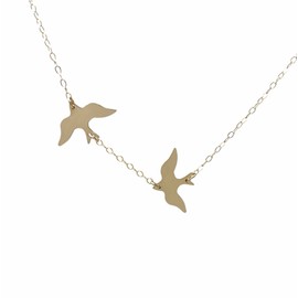 JENNYandJUDE Two CHASING Doves Gold Fill Necklace also in Silver and Rose Gold Fill
